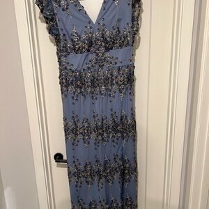 Soieblu Blue Maxi Dress with Gold Detailing